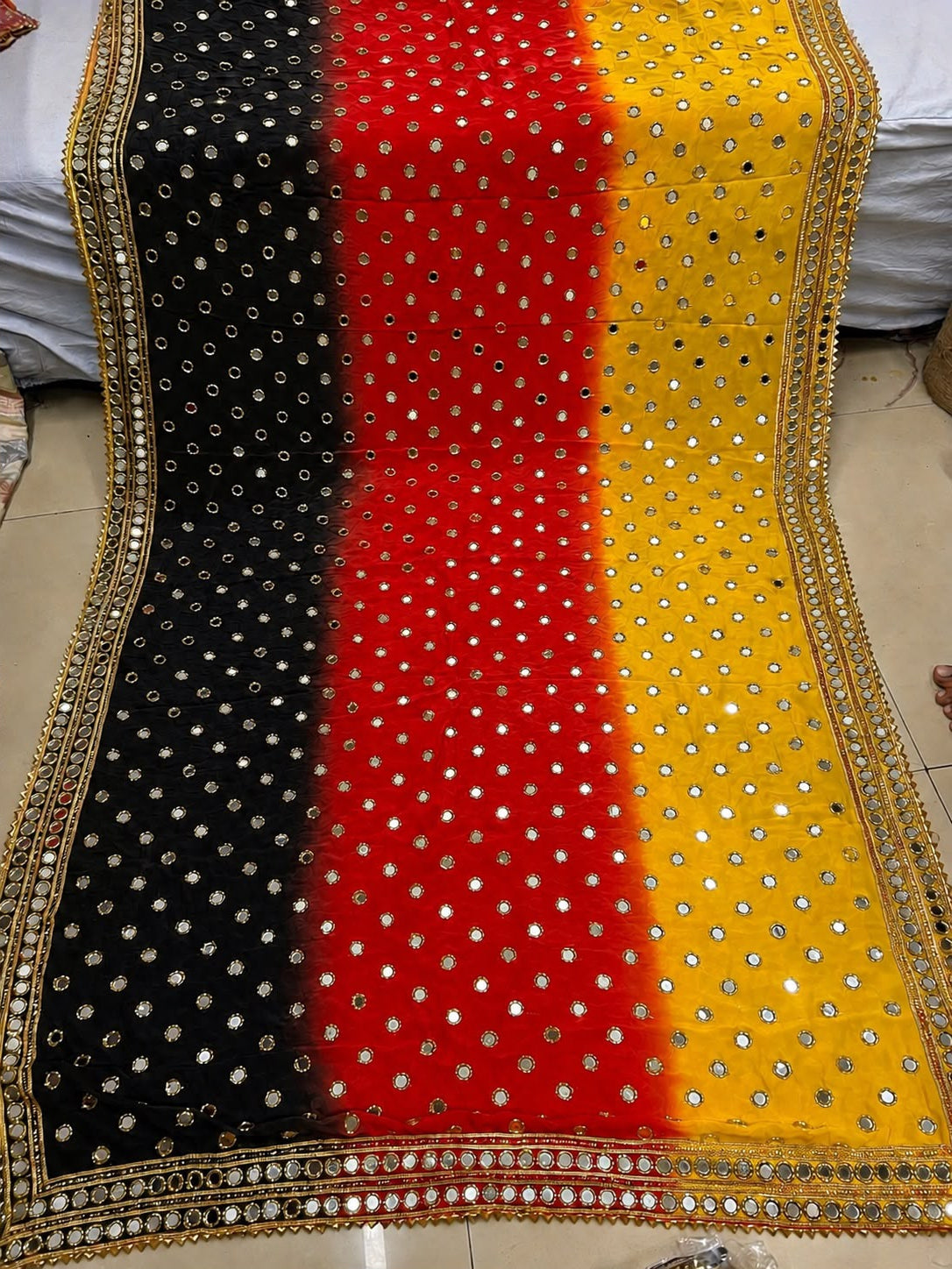 Pure Viscose Shaded Mirror-Embroidered Dupatta