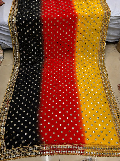 Pure Viscose Shaded Mirror-Embroidered Dupatta
