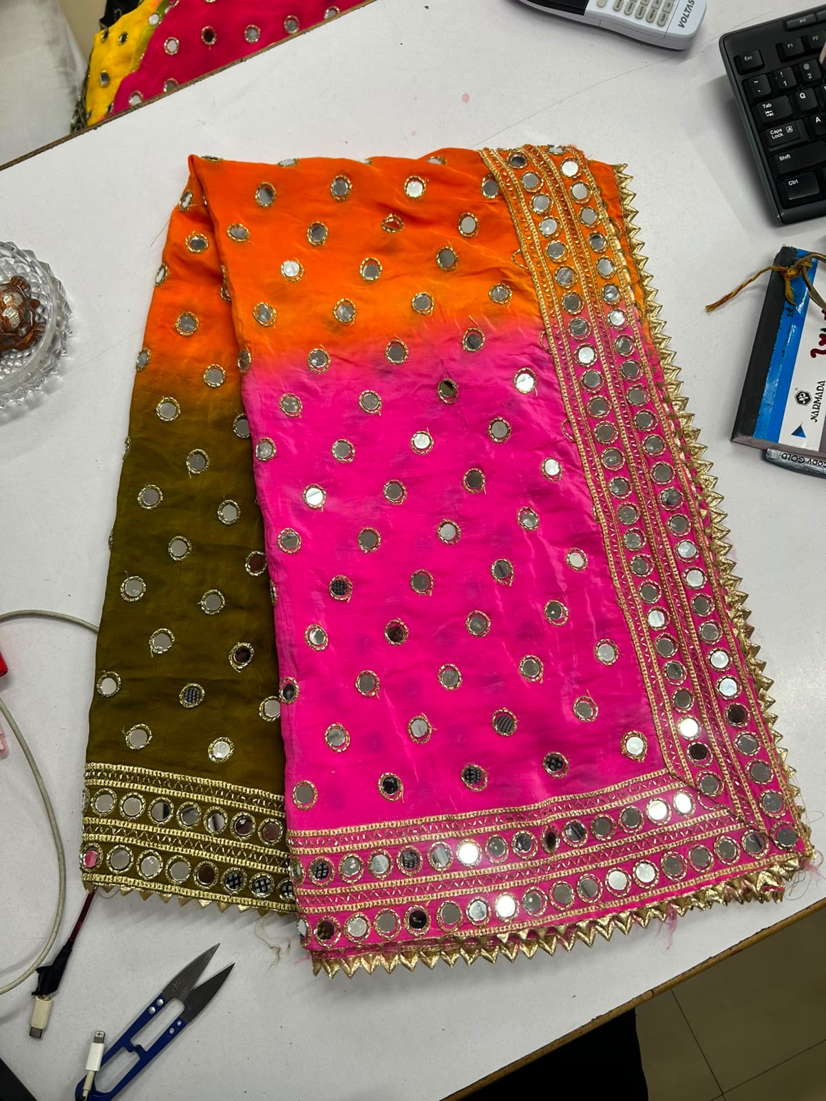 Pure Viscose Shaded Mirror-Embroidered Dupatta