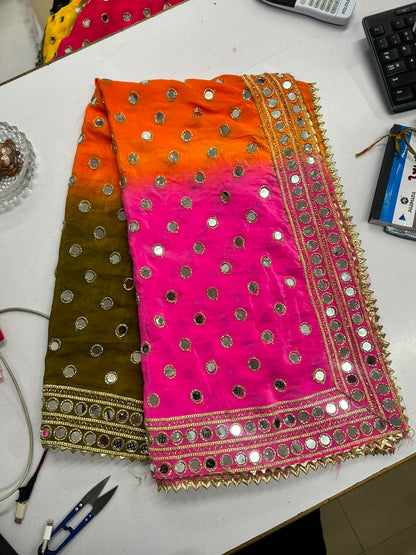 Pure Viscose Shaded Mirror-Embroidered Dupatta