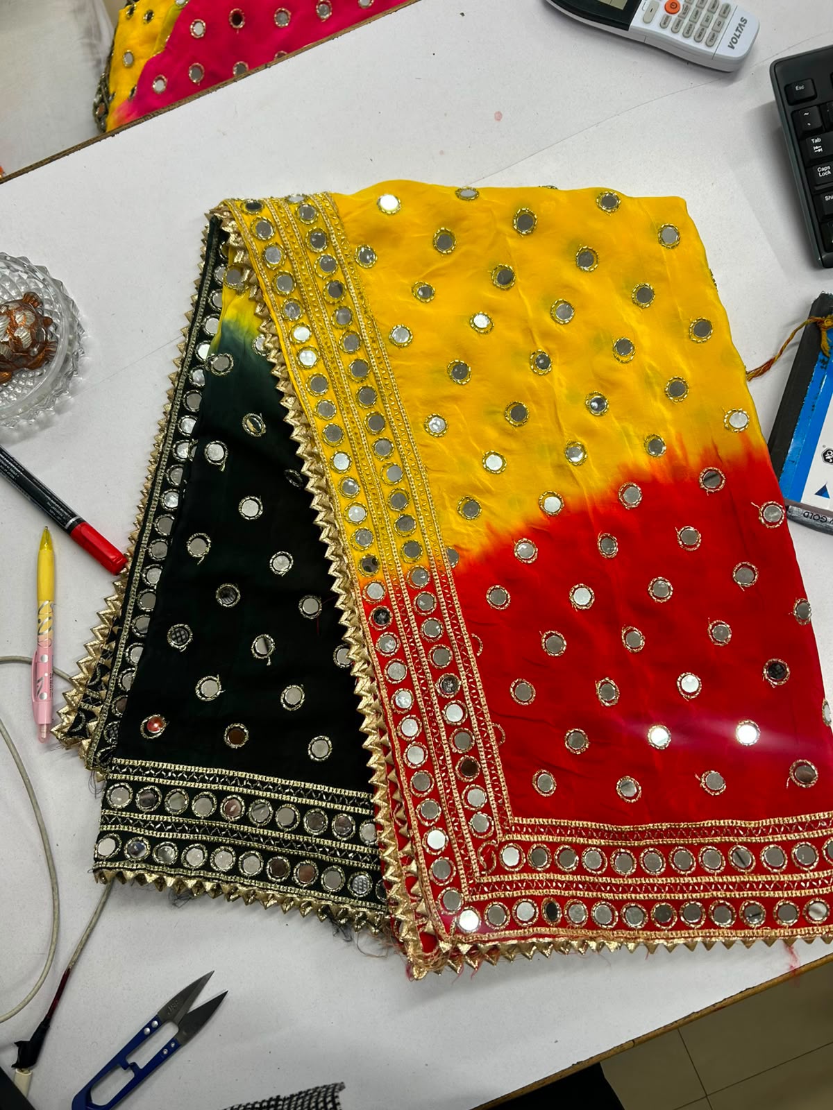 Pure Viscose Shaded Mirror-Embroidered Dupatta