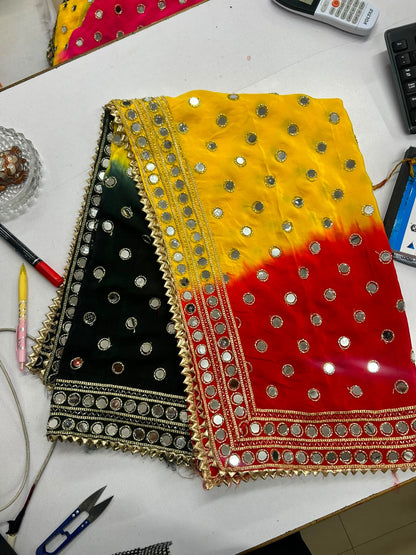 Pure Viscose Shaded Mirror-Embroidered Dupatta