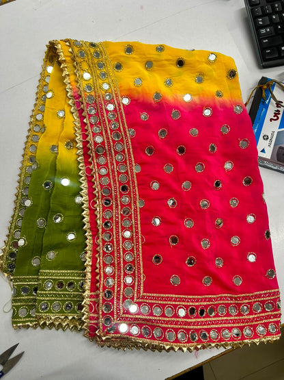 Pure Viscose Shaded Mirror-Embroidered Dupatta