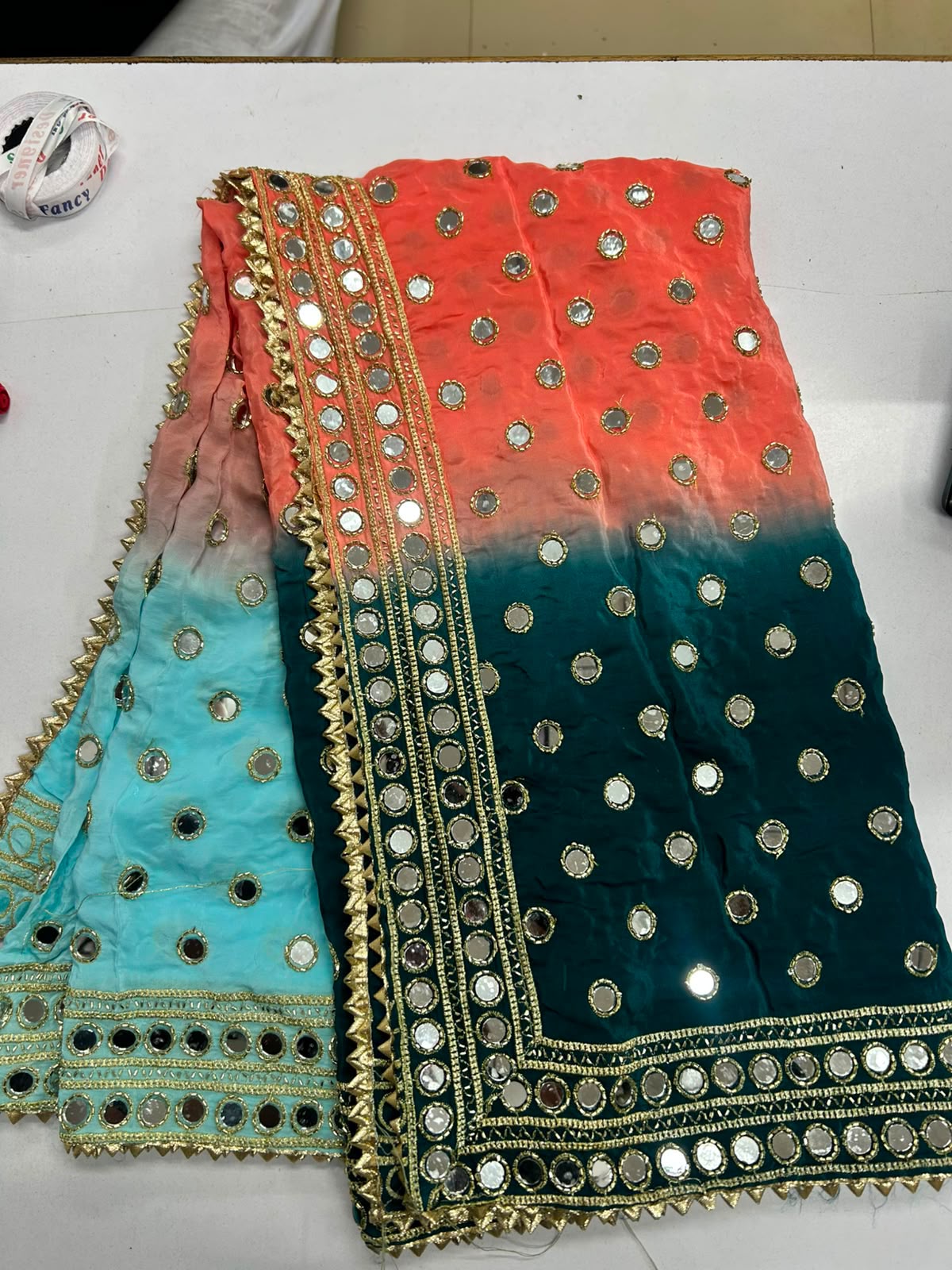Pure Viscose Shaded Mirror-Embroidered Dupatta