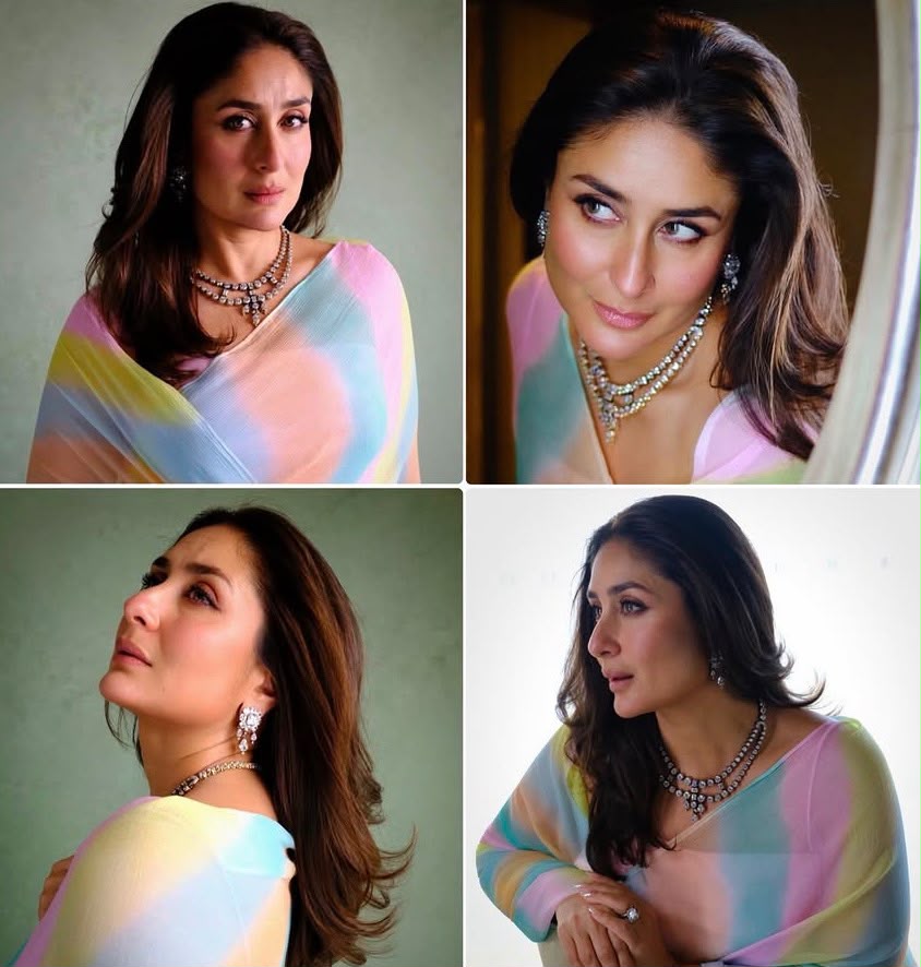 Celebrity Inspired Rainbow Leheriya Chiffon Saree