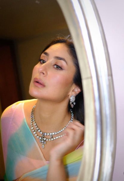 Celebrity Inspired Rainbow Leheriya Chiffon Saree