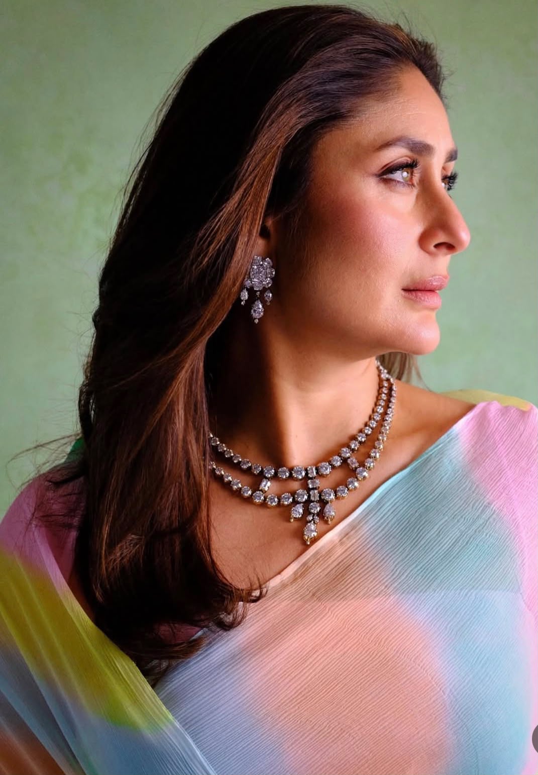 Celebrity Inspired Rainbow Leheriya Chiffon Saree
