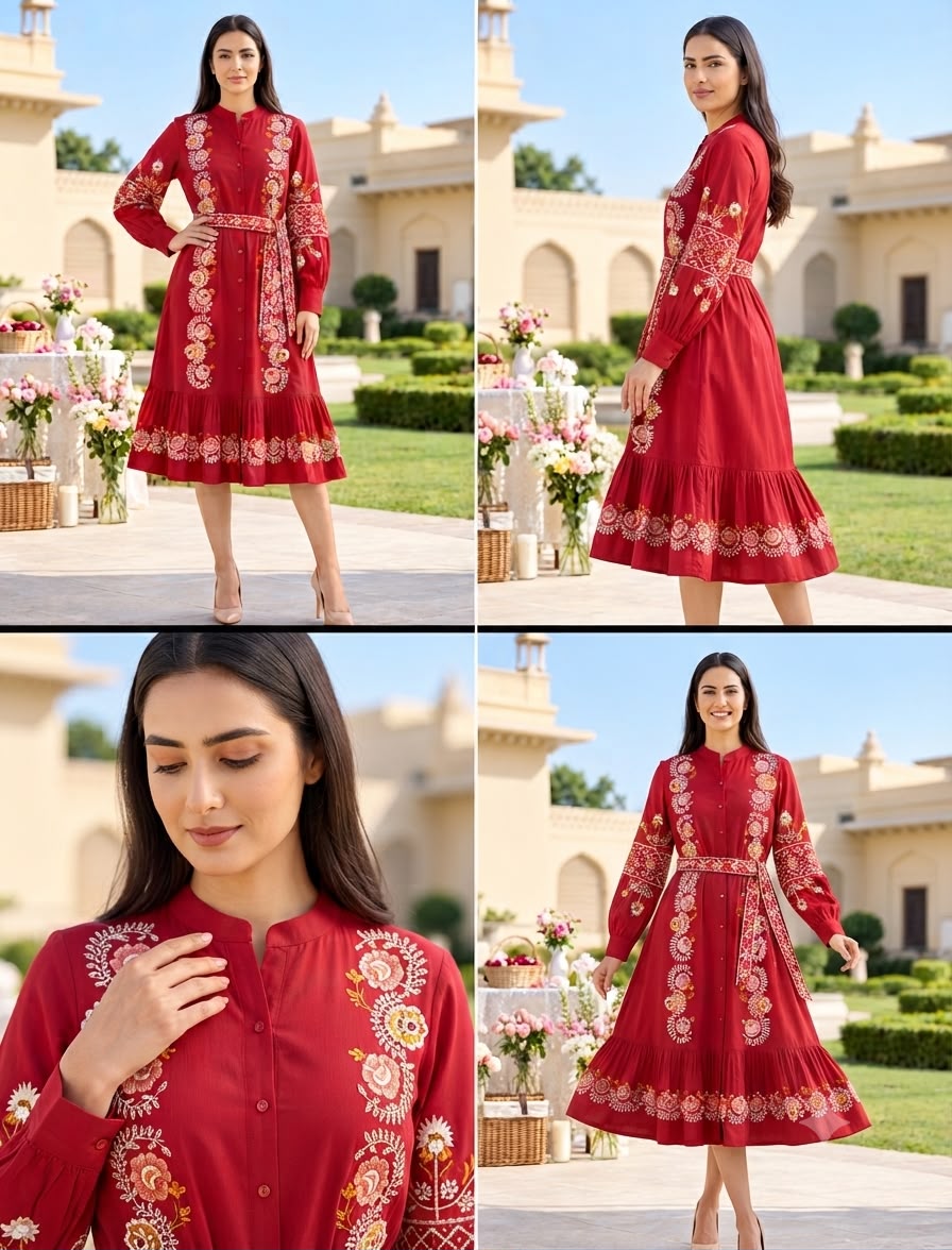 Premium 100% Cotton Embroidered Dress