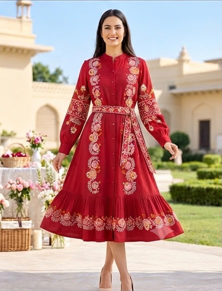 Premium 100% Cotton Embroidered Dress