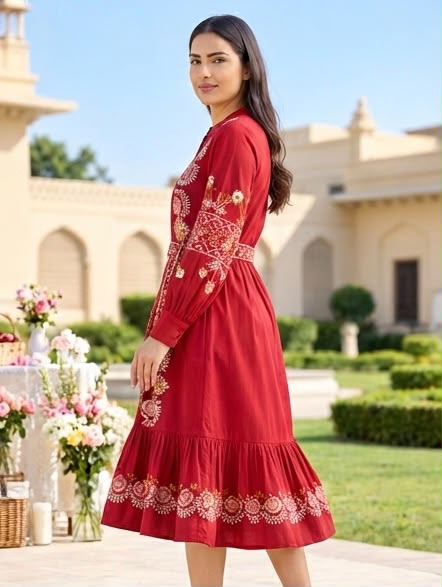 Premium 100% Cotton Embroidered Dress
