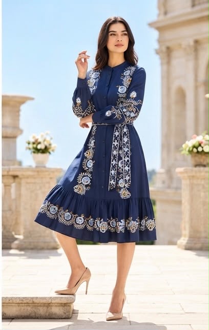 Premium 100% Cotton Embroidered Dress