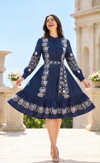 Premium 100% Cotton Embroidered Dress