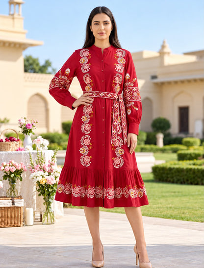 Premium 100% Cotton Embroidered Dress