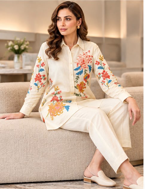 Cotton Embroidered Co-ord Set