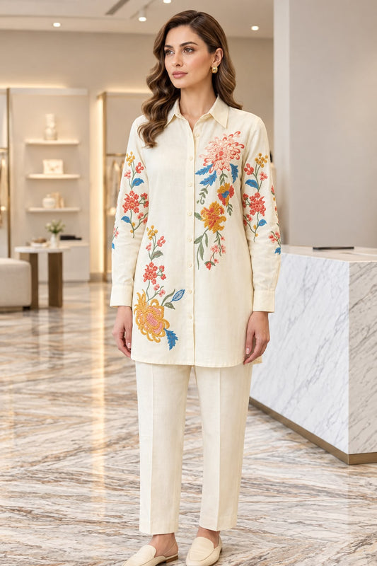 Cotton Embroidered Co-ord Set