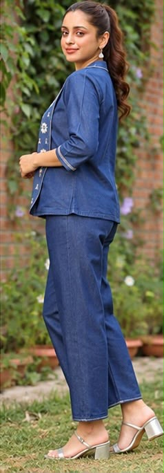 3-Piece Denim Embroidered Coord Set