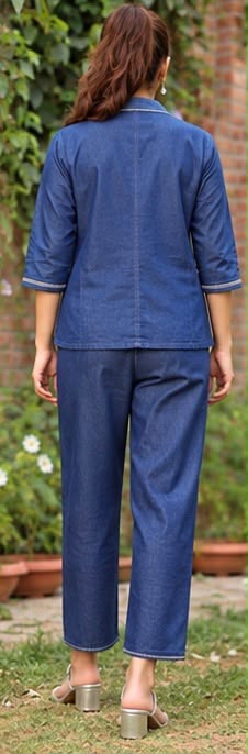 3-Piece Denim Embroidered Coord Set