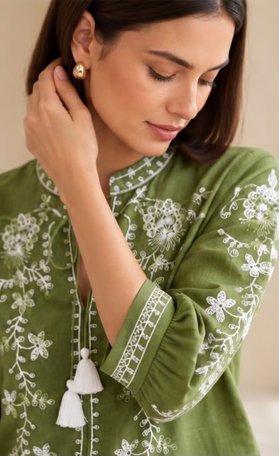 Cotton Flex Embroidered Top