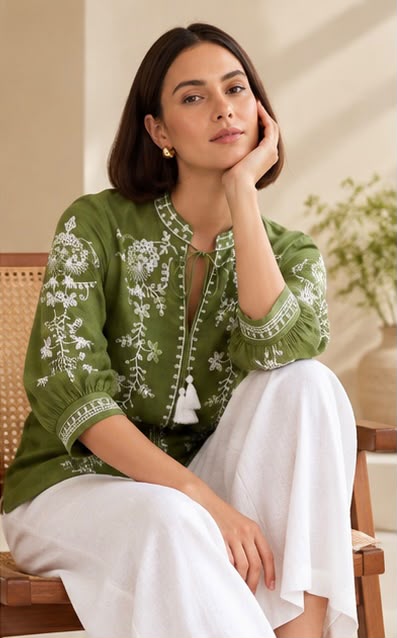 Cotton Flex Embroidered Top