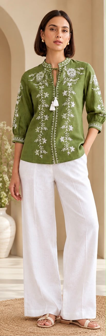 Cotton Flex Embroidered Top