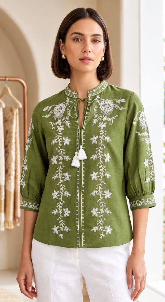 Cotton Flex Embroidered Top