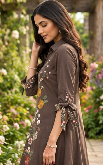 Heavy Embroidered 100% Cotton Long Dress