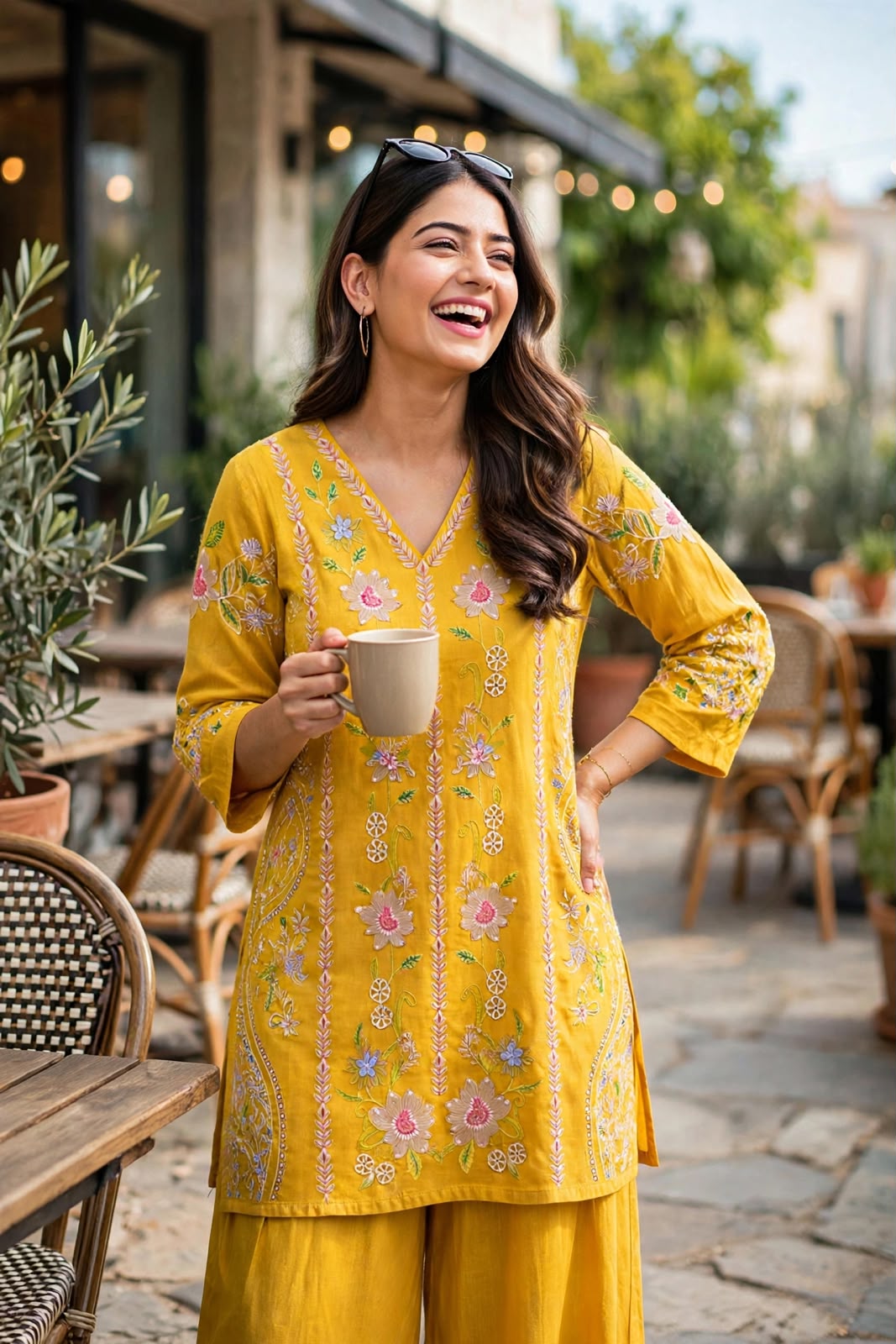 Pure Viscose Rayon Embroidered Co-ord Set