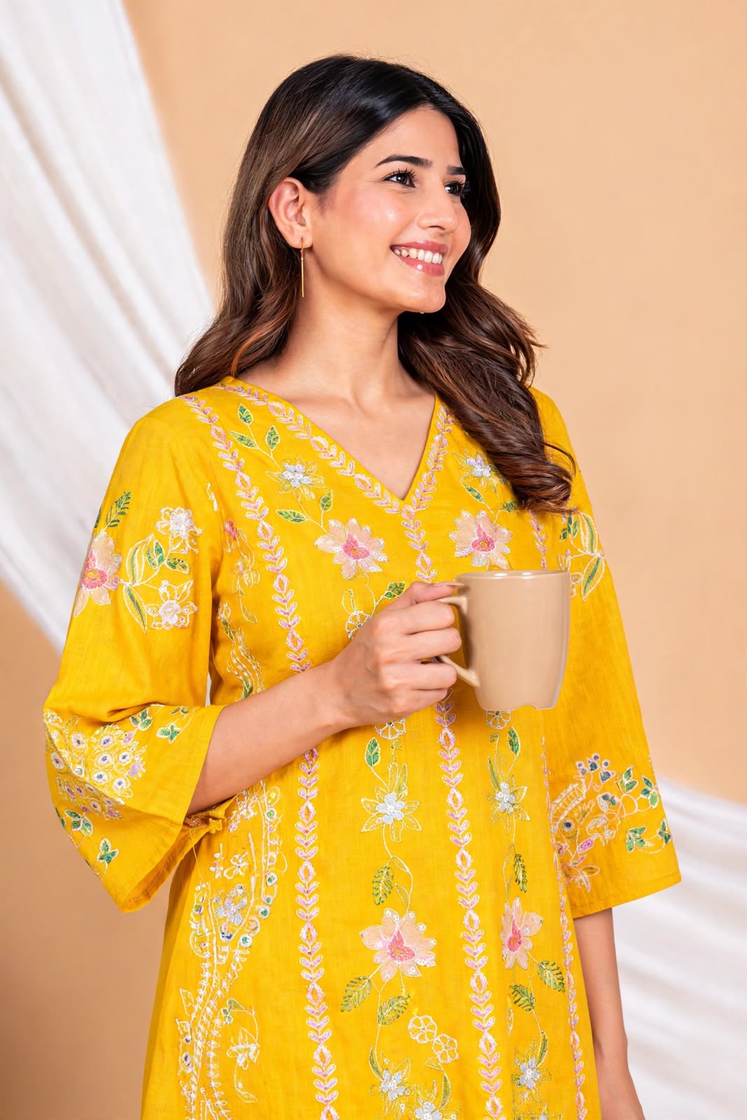 Pure Viscose Rayon Embroidered Co-ord Set