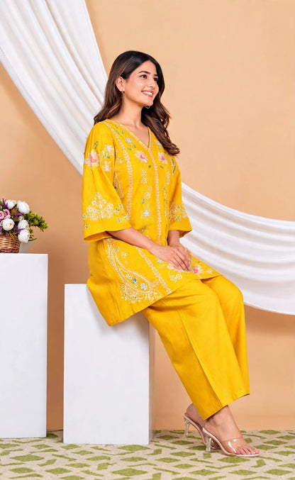 Pure Viscose Rayon Embroidered Co-ord Set