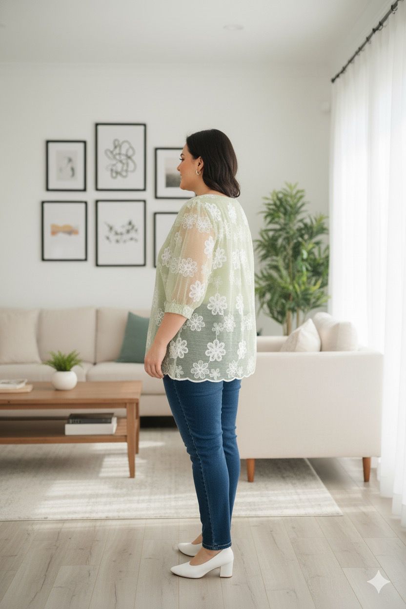 Plus embroidered top