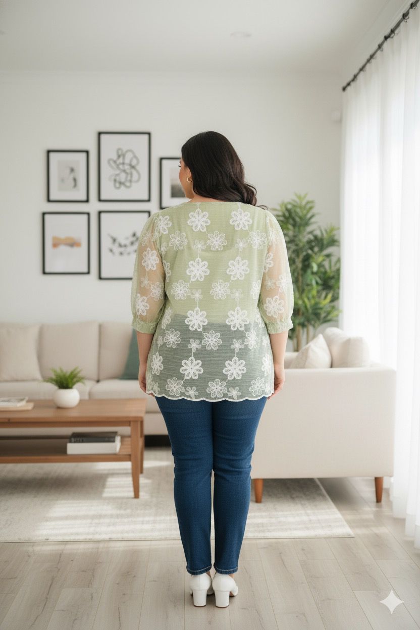 Plus embroidered top