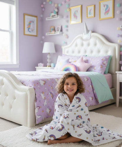 Unicorn theme kids shawl/blanket