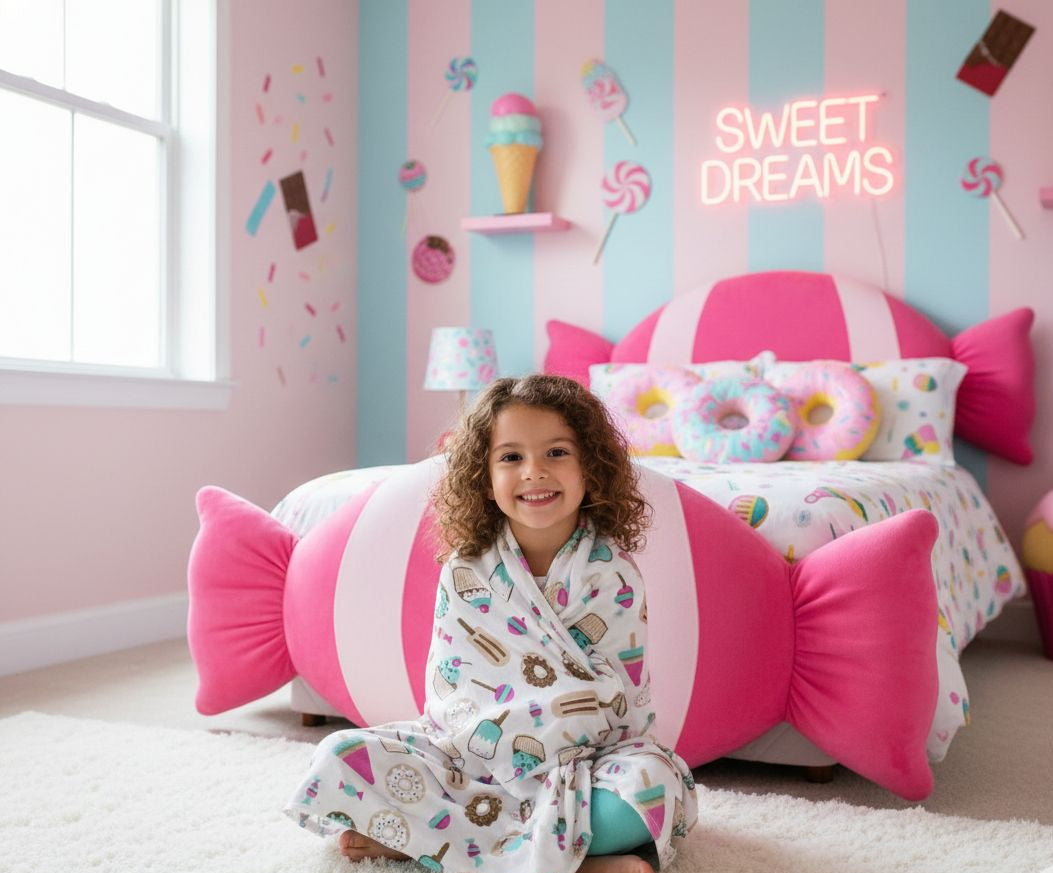 Ice cream candy theme kids shawl/blanket/topsheet