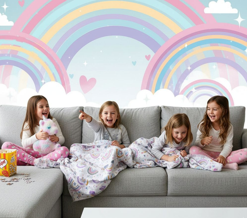 Rainbow cloud theme kids shawl/blankets