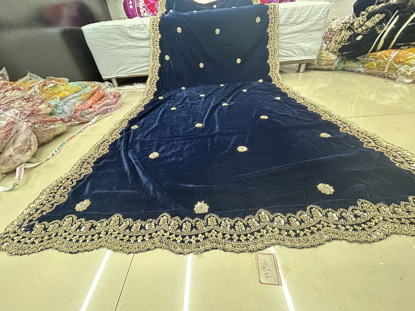 Velvet Bead Scallop work Dupatta