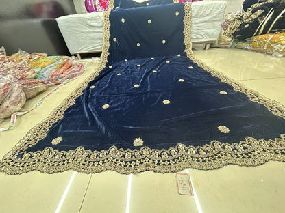 Velvet Bead Scallop work Dupatta