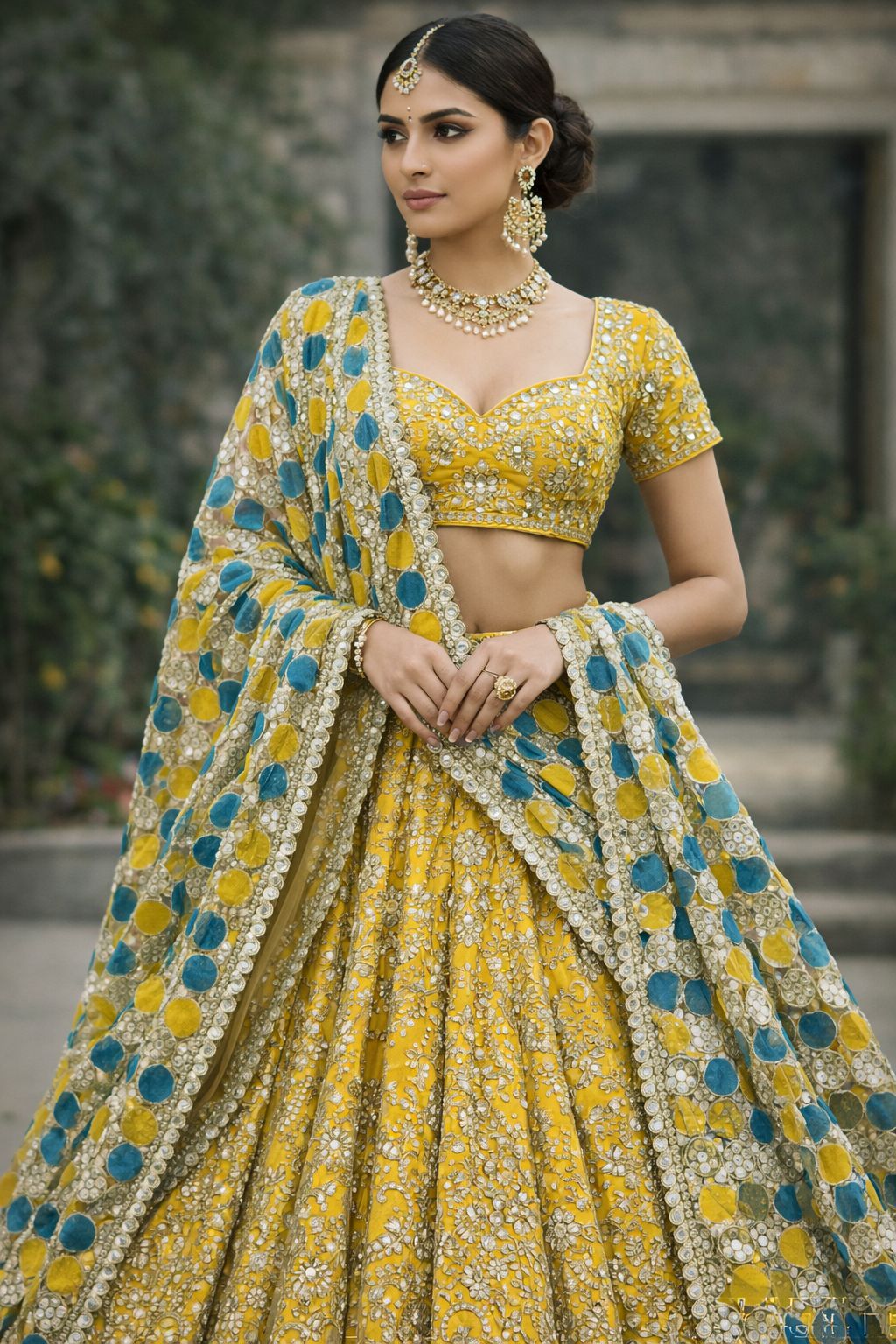 Trending sheesh mirror dupatta with circle cutwork