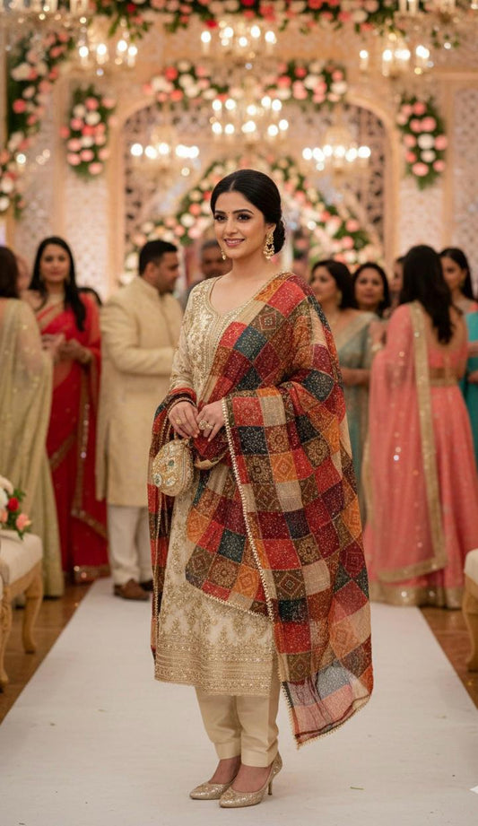 Bandhni Patola Style Kota Doria Dupatta