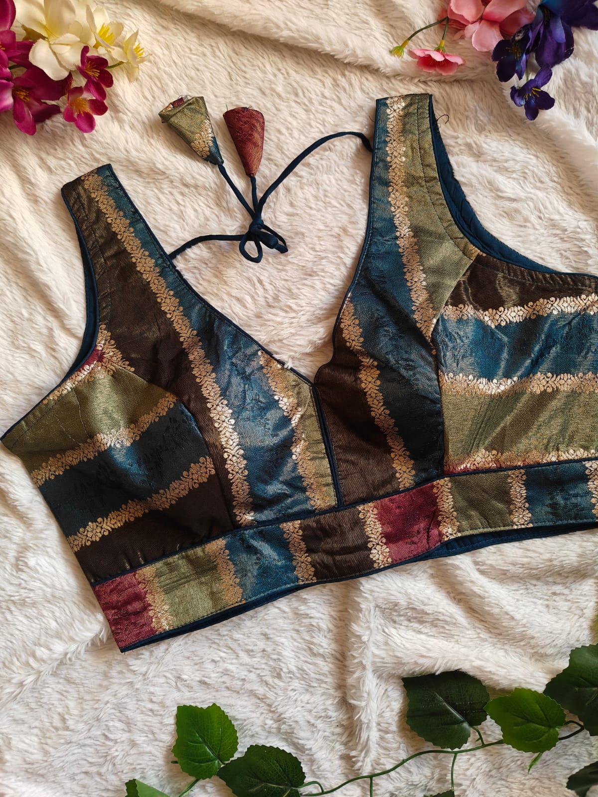 Designer Multicolor Brocade Blouse
