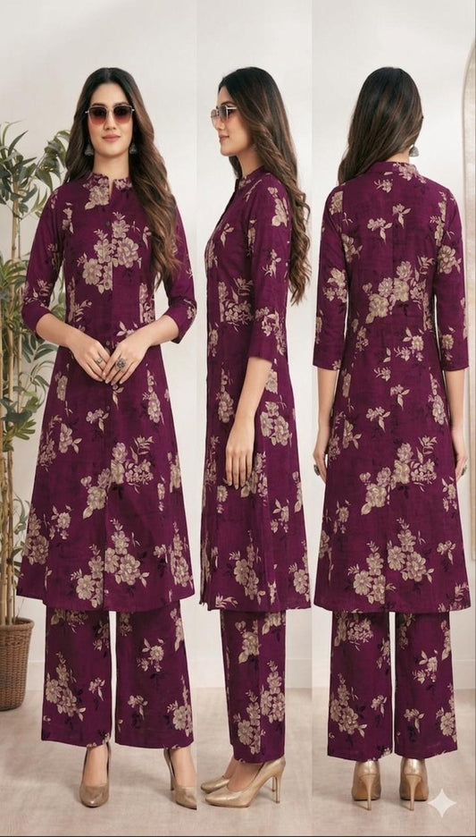 Cotton Summer Co-Ord set-Wine