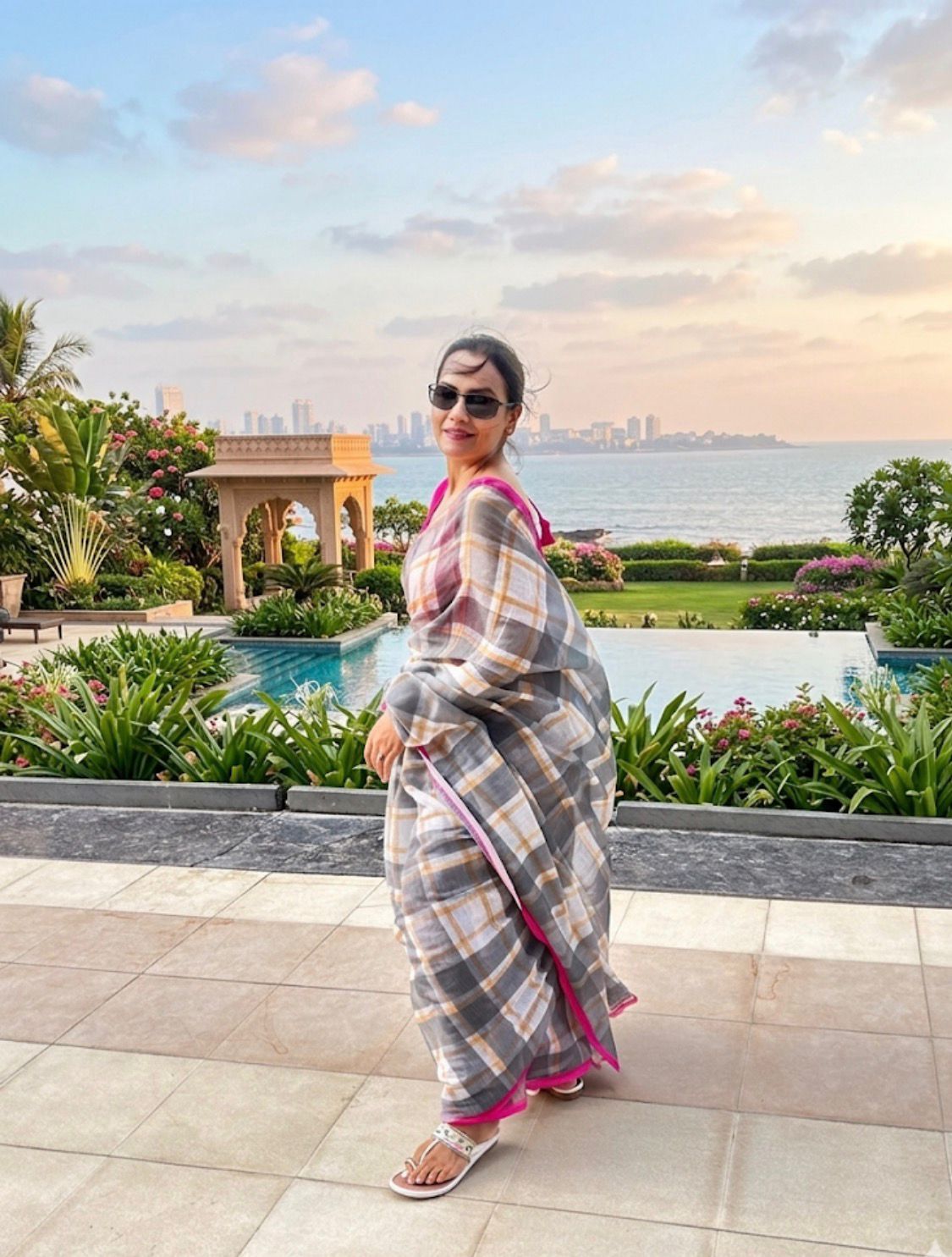 CHECKMATE – Cotton Linen Digital Print Saree