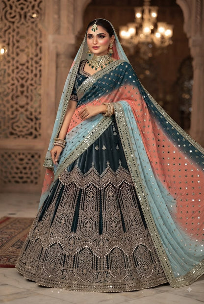 Pure Viscose Shaded Mirror-Embroidered Dupatta