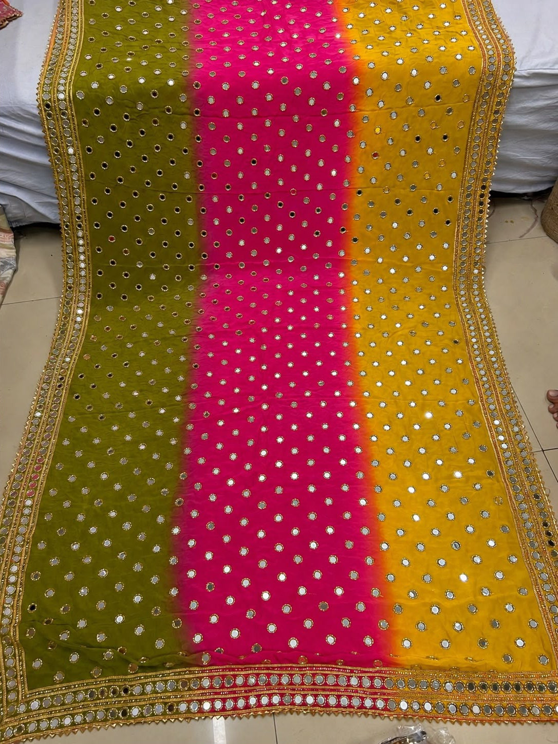 Pure Viscose Shaded Mirror-Embroidered Dupatta