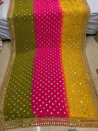 Pure Viscose Shaded Mirror-Embroidered Dupatta