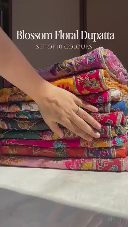 Pure Viscose Natural Crepe Dupatta – Floral Zari Elegance