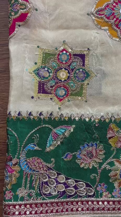Pure Viscose Crepe position print heavy embroidered dupatta