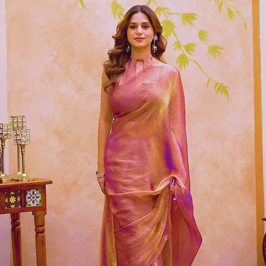 Designer Fendi Purple Gold Saree