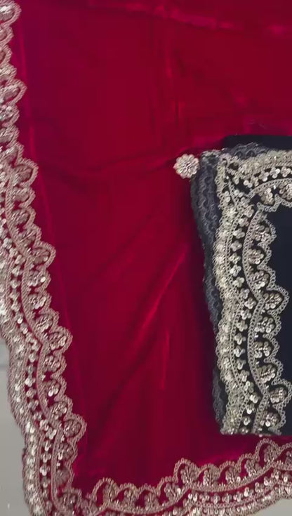 Velvet Bead Scallop work Dupatta