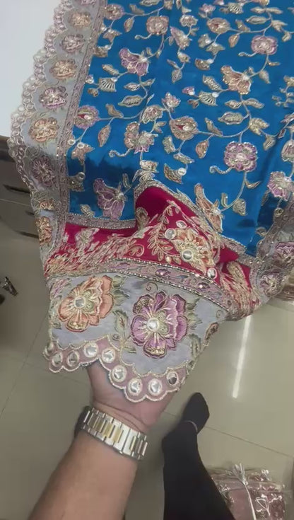 Pure Viscose Crepe heavy embroidered dupatta with scallop